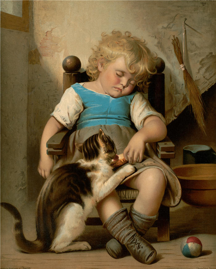 莱昂-让-​​巴塞尔·佩罗（Léon-Jean-Bazille Perrault,法国画家）高清作品下载《无意识的睡眠者（约 1861–1897）》