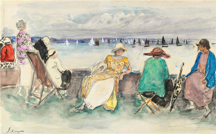 亨利·勒巴斯克（Henri Lebasque，法国画家）高清作品-《女子帆船赛（1920）》