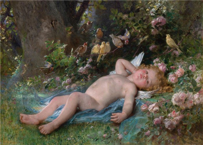 莱昂-让-​​巴塞尔·佩罗（Léon-Jean-Bazille Perrault,法国画家）高清作品下载《Le réveil de l'amour (1891)》