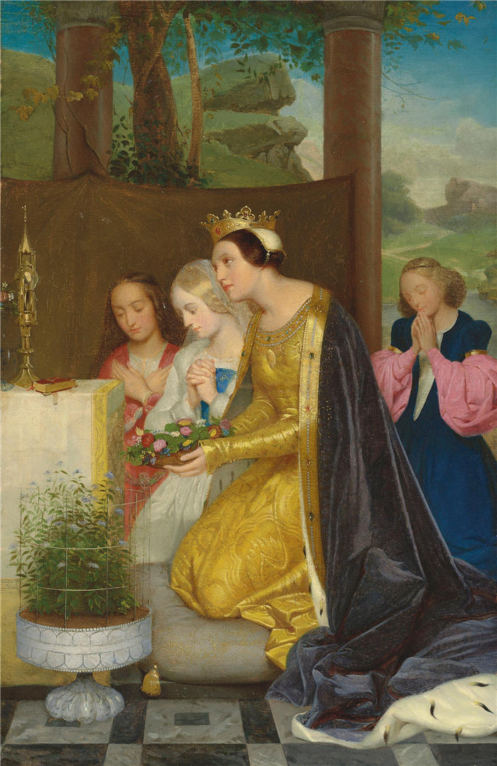保罗·德拉罗什（Paul Delaroche，法国画家）高清油画作品-《圣阿梅莉匈牙利女王》
