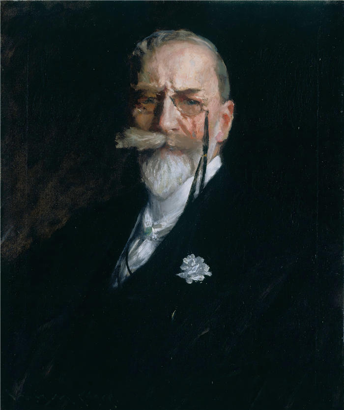 威廉·梅里特·蔡斯（William Merritt Chase，美国画家）高清油画作品下载-《自画像（约 1914 年）》