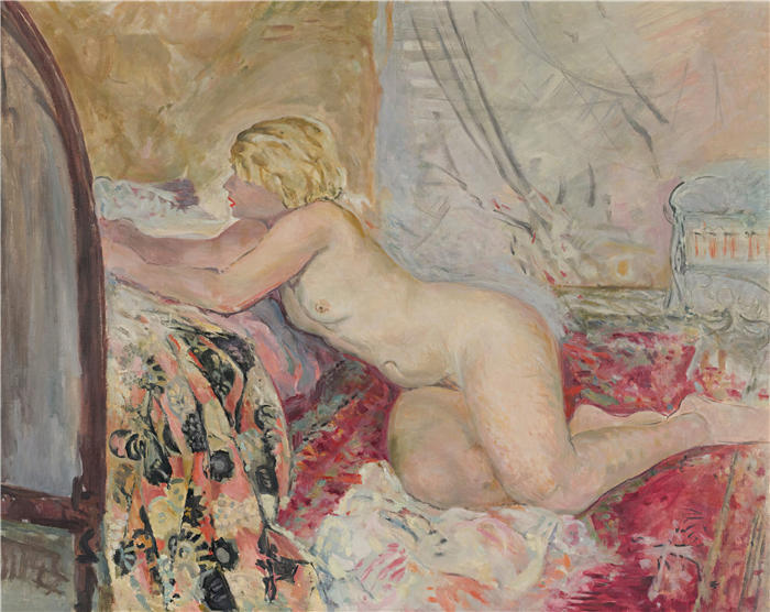 亨利·勒巴斯克（Henri Lebasque，法国画家）高清作品-《躺在床上》