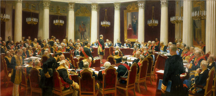 伊利亚·列宾（ Ilya Repin,俄罗斯画家）高清油画作品-《1901 年 5 月 7 日国务院成立一百周年纪念座谈会》