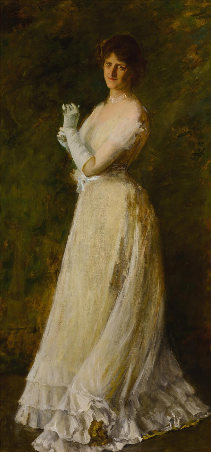 威廉·梅里特·蔡斯（William Merritt Chase，美国画家）高清油画作品下载-《B小姐的肖像》