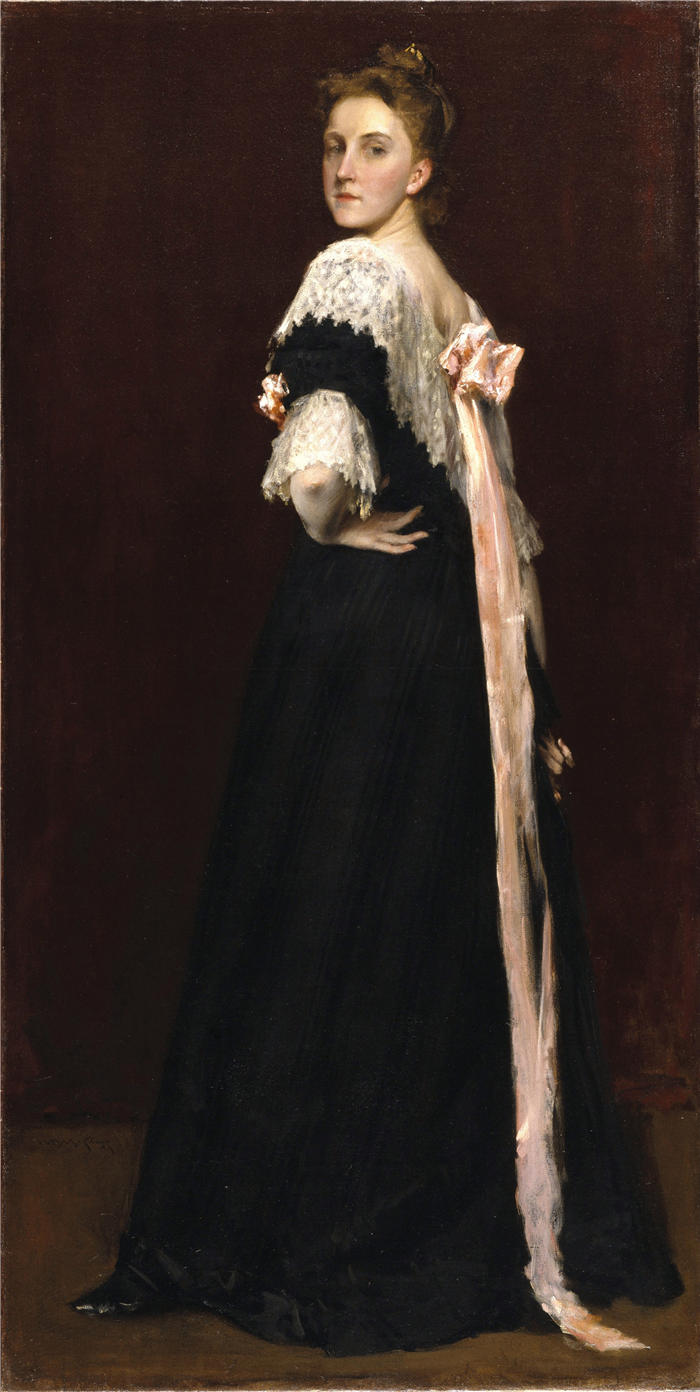 威廉·梅里特·蔡斯（William Merritt Chase，美国画家）高清油画作品下载-《莉迪亚·菲尔德·埃米特》