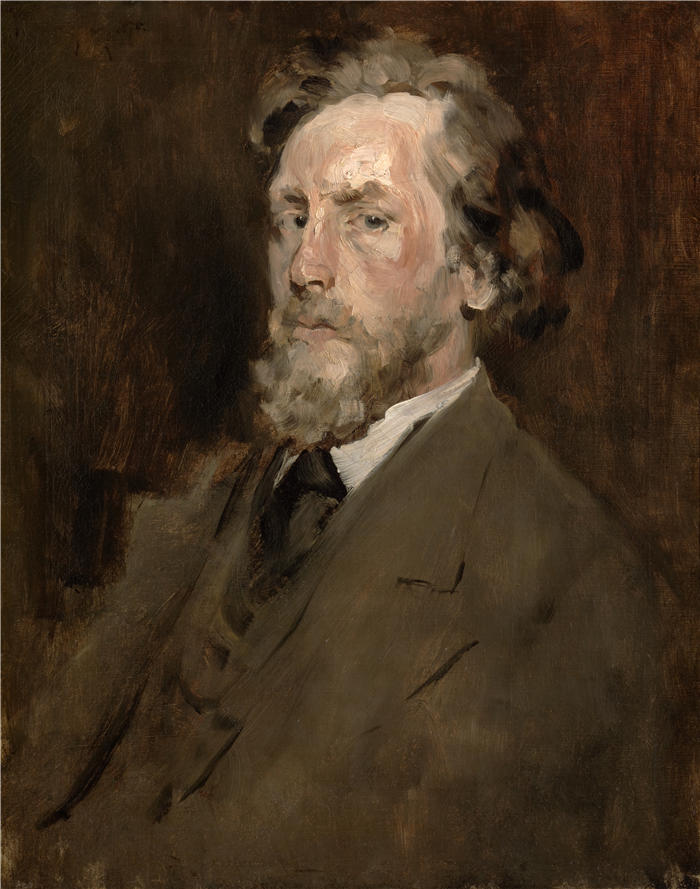 威廉·梅里特·蔡斯（William Merritt Chase，美国画家）高清油画作品下载-《一个男人的肖像（C. 1875）》