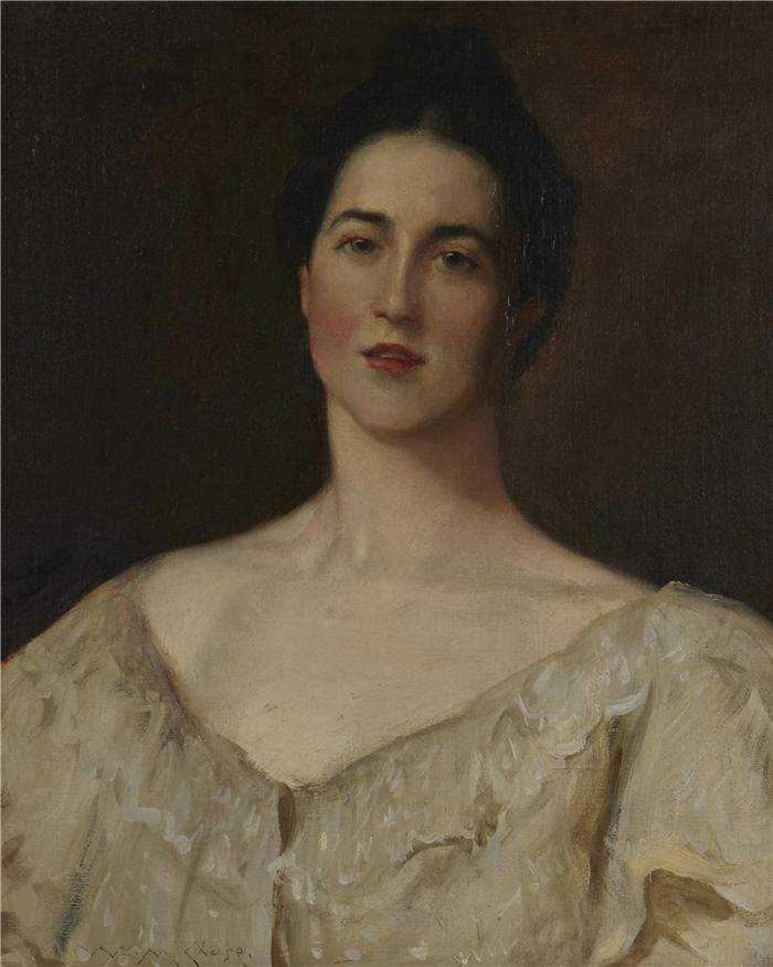 威廉·梅里特·蔡斯（William Merritt Chase，美国画家）高清油画作品下载-《庄严模型（约 1898 年）》