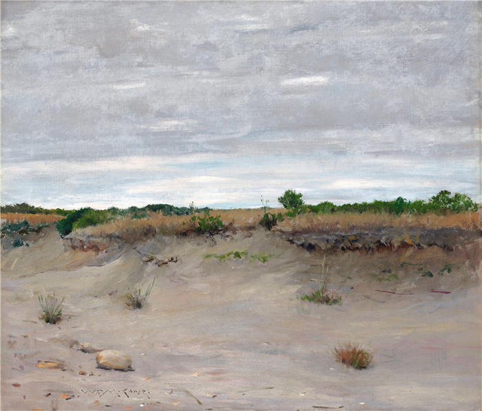 威廉·梅里特·蔡斯（William Merritt Chase，美国画家）高清油画作品下载-《风吹沙（1894）》
