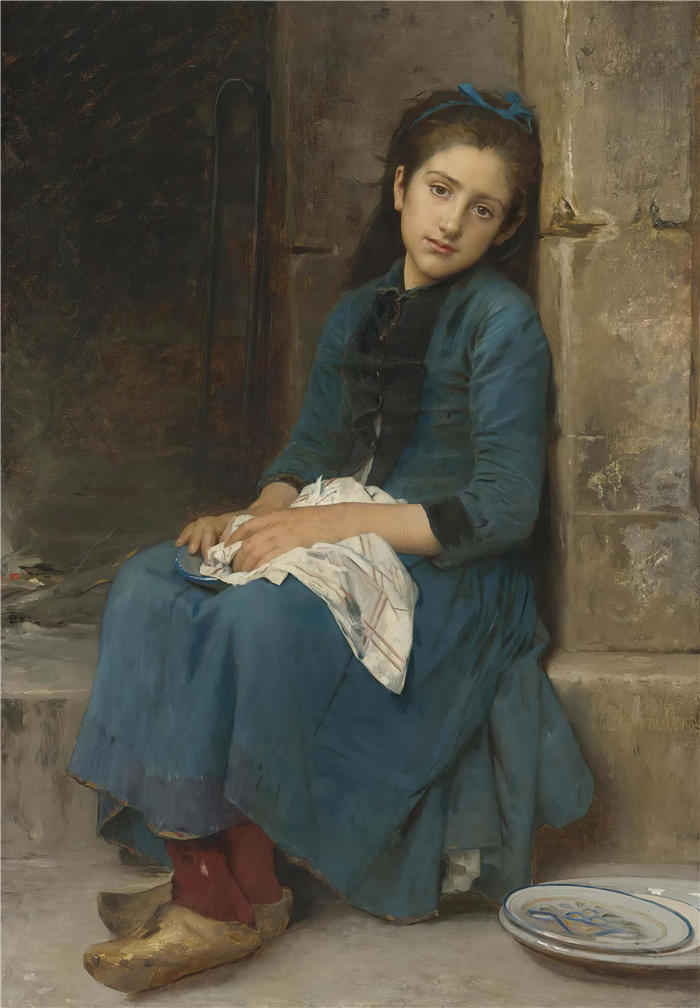 莱昂-让-巴塞尔·佩罗(Léon-Jean-Bazille Perrault,法国画家)高清作品下载《沉思的女孩(纯真)(1904)》