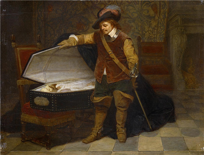 保罗·德拉罗什（Paul Delaroche，法国画家）高清油画作品-《克伦威尔与查理一世 (1831)》