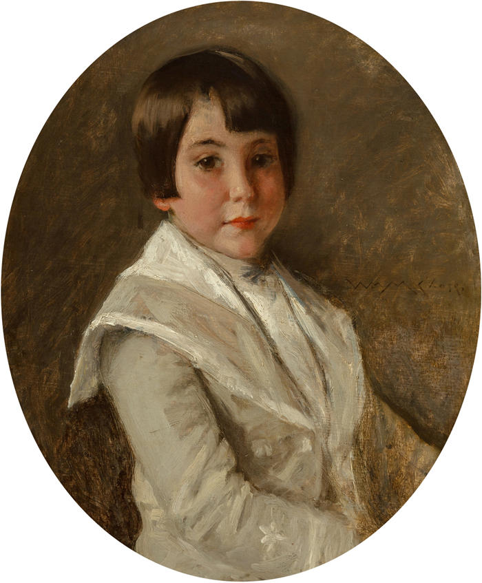 威廉·梅里特·蔡斯（William Merritt Chase，美国画家）高清油画作品下载-《罗兰·达纳·蔡斯 (Roland Dana Chase) 的肖像（约 1906 年）》