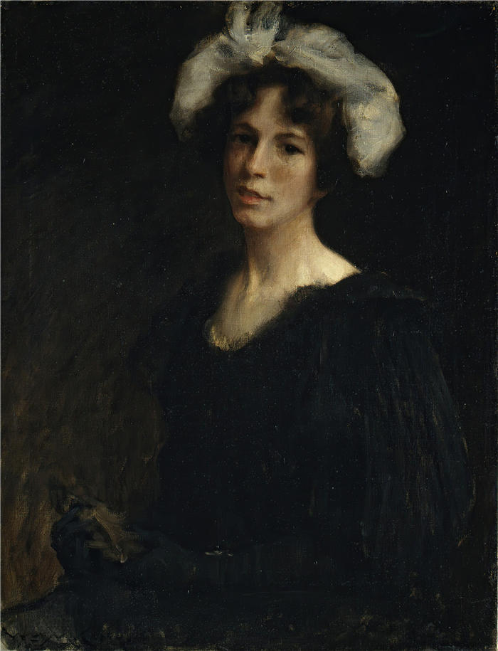 威廉·梅里特·蔡斯（William Merritt Chase，美国画家）高清油画作品下载-《贝茜·波特（约 1895 年）》