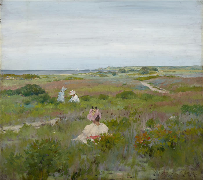 威廉·梅里特·蔡斯(William Merritt Chase,美国画家)高清油画作品下载-《景观; 长岛 Shinnecock(约 1896 年)》