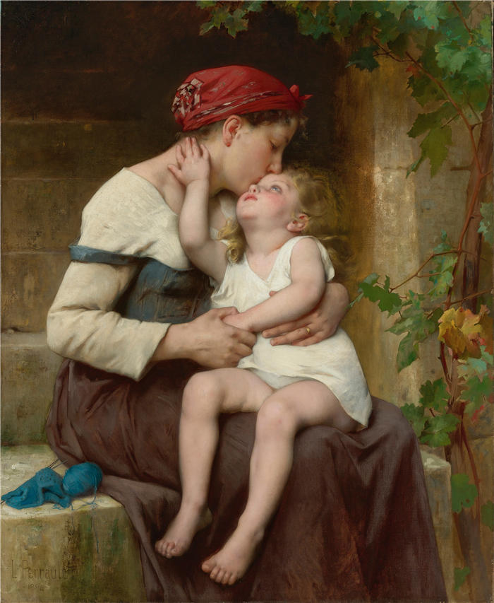 莱昂-让-​​巴塞尔·佩罗（Léon-Jean-Bazille Perrault,法国画家）高清作品下载《母亲与孩子 (1894)》