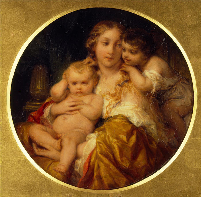 保罗·德拉罗什（Paul Delaroche，法国画家）高清油画作品-《母亲和孩子（c. 1843 - 1848）》