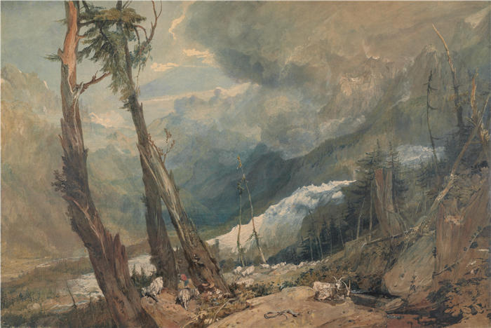 约瑟夫·马洛德·威廉·特纳（Joseph Mallord William Turner，英国画家）高清作品下载-《Mer de Glace，位于瑞士 Chamouni 山谷（1803 年）》