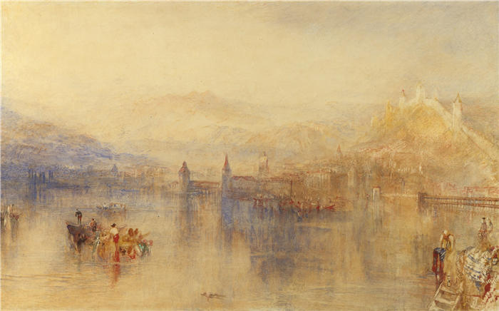 约瑟夫·马洛德·威廉·特纳（Joseph Mallord William Turner，英国画家）高清作品下载-《湖中的琉森 (1800-1851)》