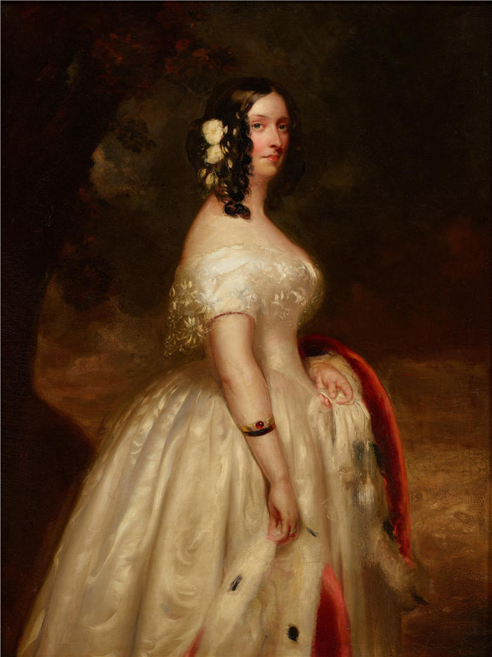 弗朗兹·萨维尔·温特豪德（Franz Xaver Winterhalter，德国画家）高清油画下载-《一位女士的肖像（19 世纪）》