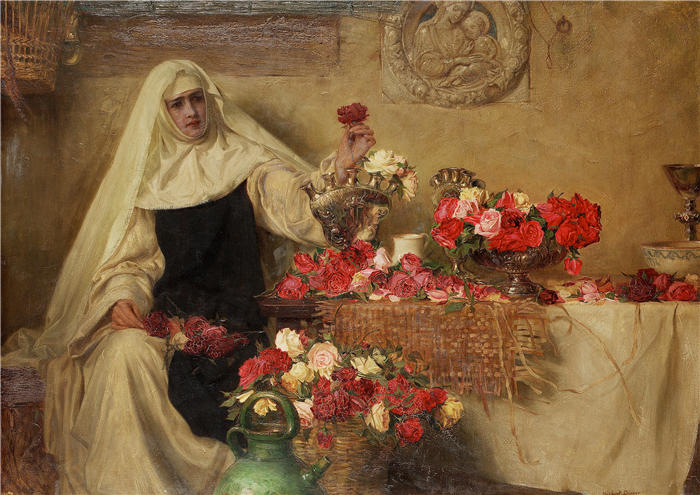 赫伯特·詹姆斯·德雷珀 (Herbert James Draper，英国画家) 高清作品-《1899 年圣多萝西节》