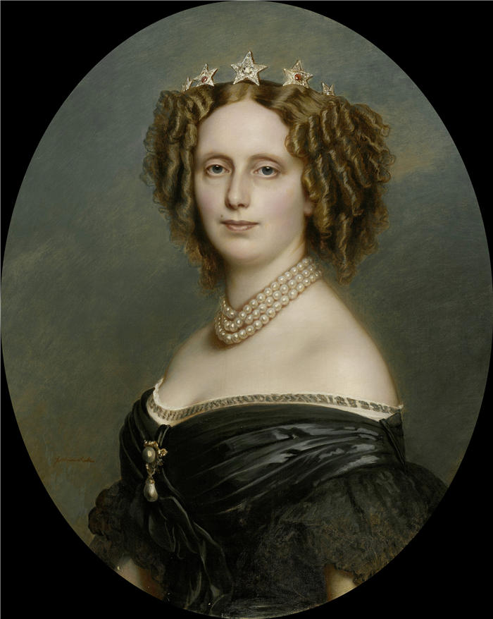 弗朗兹·萨维尔·温特豪德（Franz Xaver Winterhalter，德国画家）高清油画下载-《符腾堡公主索菲亚·弗雷德里卡·玛蒂尔达 (1818-77) 的肖像 (1863 - 1873)》