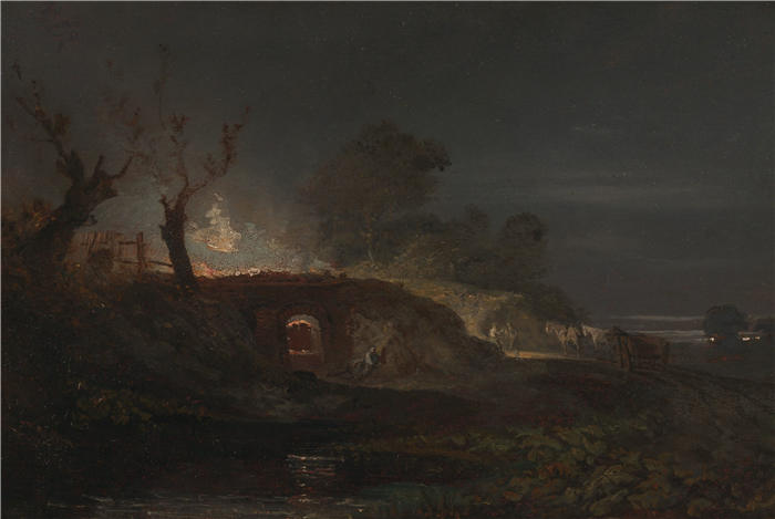 约瑟夫·马洛德·威廉·特纳（Joseph Mallord William Turner，英国画家）高清作品下载-《位于 Coalbrookdale 的石灰窑（约 1797 年）》