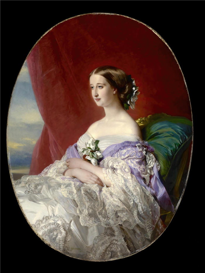 弗朗兹·萨维尔·温特豪德（Franz Xaver Winterhalter，德国画家）高清油画下载-《尤金妮皇后 (1854)》