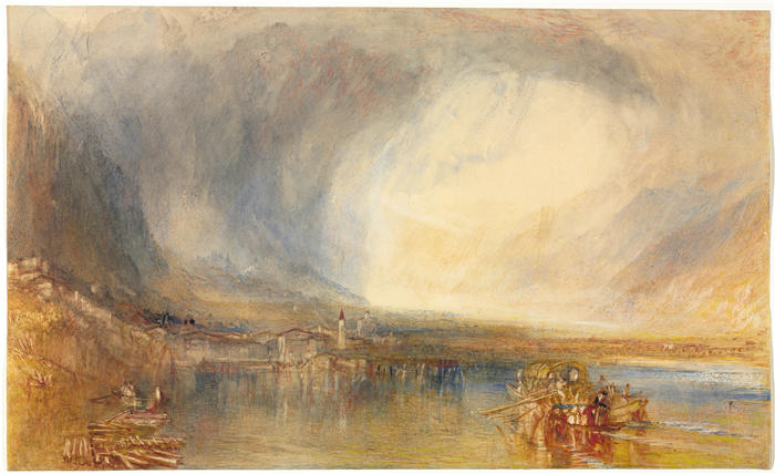 约瑟夫·马洛德·威廉·特纳(Joseph Mallord William Turner,英国画家)高清作品下载-《Flüelen,来自琉森湖 (1845)》