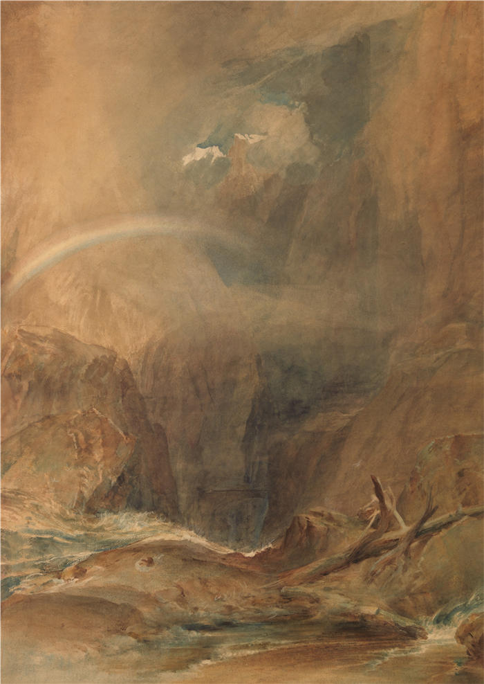 约瑟夫·马洛德·威廉·特纳(Joseph Mallord William Turner,英国画家)高清作品下载-《魔鬼桥,圣哥达山口(约 1804 年)》