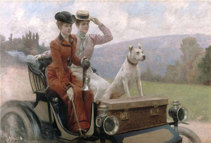 朱利叶斯·勒布朗·斯图尔特（Julius LeBlanc Stewart，美国画家）高清作品下载-《歌德史密斯夫人 (1901)》