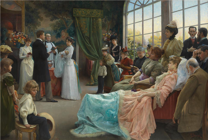 朱利叶斯·勒布朗·斯图尔特（Julius LeBlanc Stewart，美国画家）高清作品下载-《洗礼 (1892)》