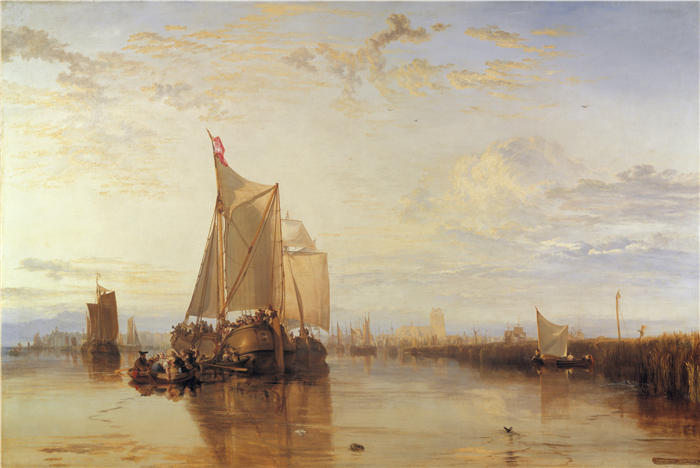 约瑟夫·马洛德·威廉·特纳（Joseph Mallord William Turner，英国画家）高清作品下载-《从鹿特丹来的多特邮包船Becalmed（1818年）》