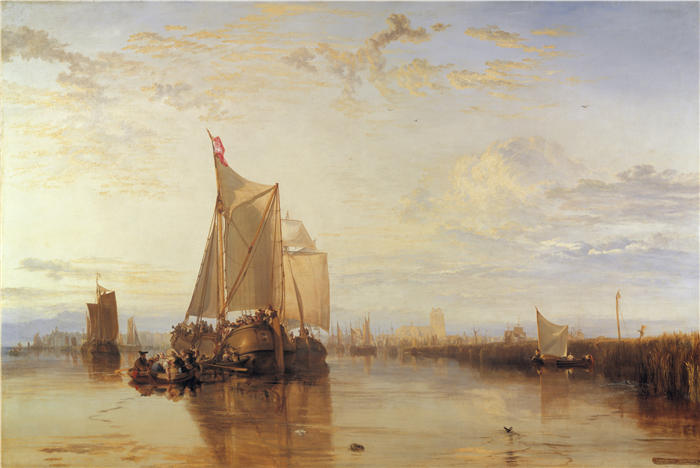 约瑟夫·马洛德·威廉·特纳(Joseph Mallord William Turner,英国画家)高清作品下载-《从鹿特丹来的多特邮包船Becalmed(1818年)》