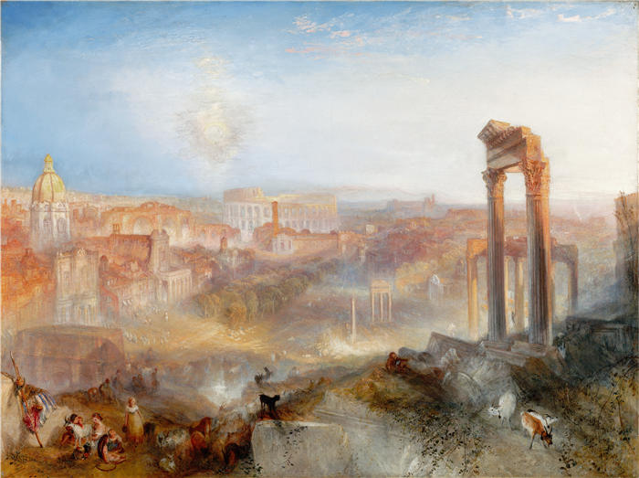 约瑟夫·马洛德·威廉·特纳（Joseph Mallord William Turner，英国画家）高清作品下载-《现代罗马 – Campo Vaccino (1839)》