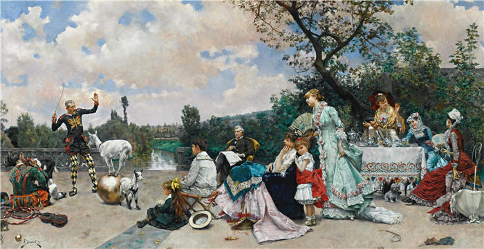 朱利叶斯·勒布朗·斯图尔特（Julius LeBlanc Stewart，美国画家）高清作品下载-《Mountebank (1878)》