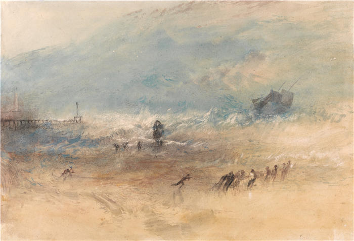 约瑟夫·马洛德·威廉·特纳(Joseph Mallord William Turner,英国画家)高清作品下载-《雅茅斯金沙(约 1840 年)》