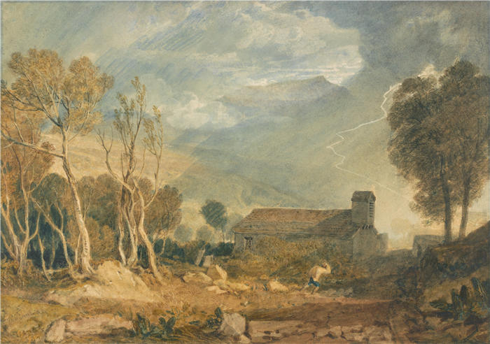 约瑟夫·马洛德·威廉·特纳(Joseph Mallord William Turner,英国画家)高清作品下载-《来自 Chapel-Le-Dale 的英格尔伯勒(1810 年至 1815 年之间)》