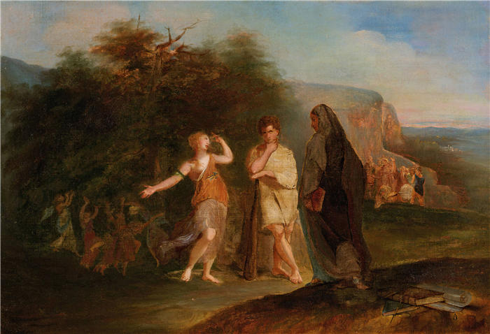 托马斯·萨利 (Thomas Sully，美国画家)高清作品-《大力神的选择 (1819)》