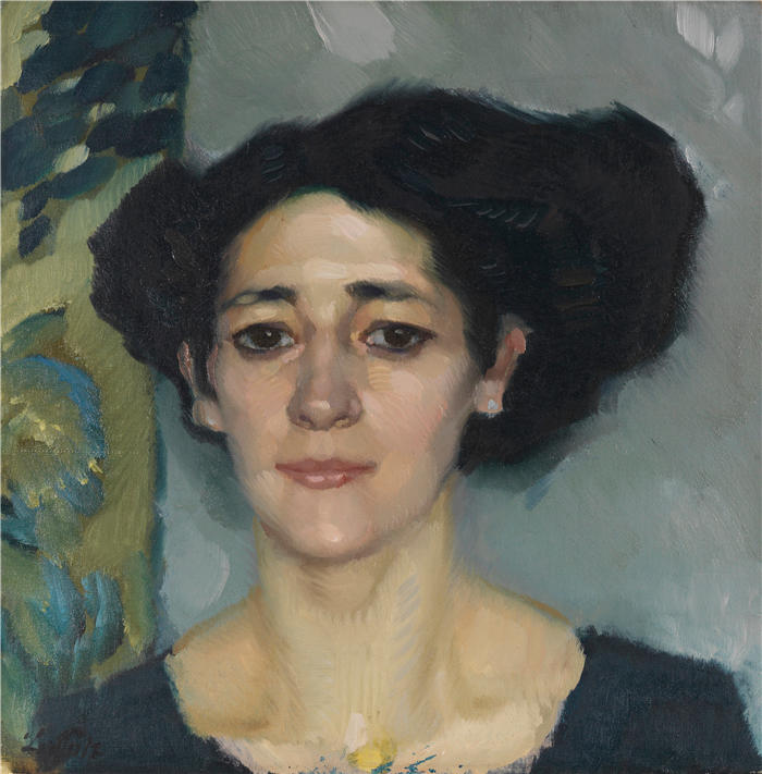 利奥·普茨 (Leo Putz，德国画家)高清油画作品-《 女性肖像（1912）》