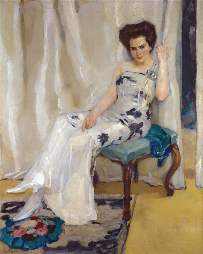 利奥·普茨 (Leo Putz,德国画家)高清油画作品-《 Cara Sophia Köhler,原名 Goldammer》