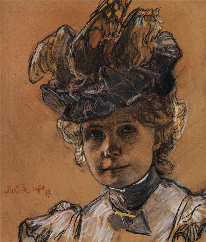 利奥·普茨 (Leo Putz，德国画家)高清作品-《 格特劳德·卢贝里奇肖像（1899年）》
