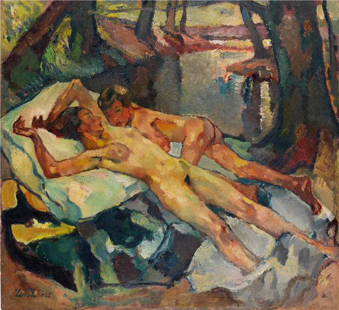 利奥·普茨 (Leo Putz，德国画家)高清油画作品-《 夏日 (1925)》