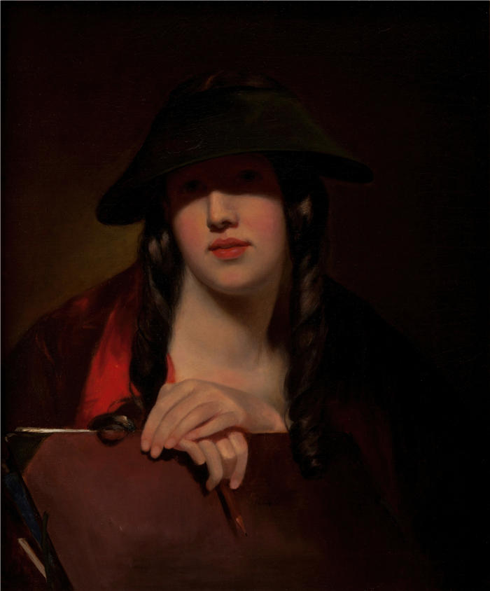 托马斯·萨利 (Thomas Sully，美国画家)高清作品-《学生（罗莎莉·肯布尔·萨利）（1848 年）》