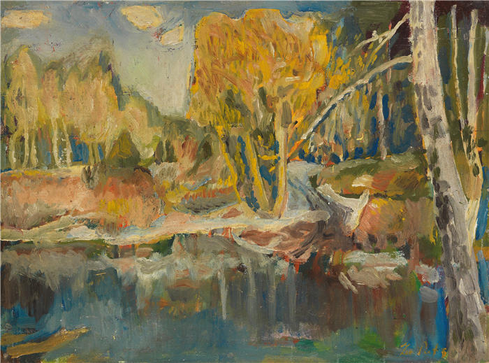 利奥·普茨 (Leo Putz，德国画家)高清油画作品-《 风景 (1900)》