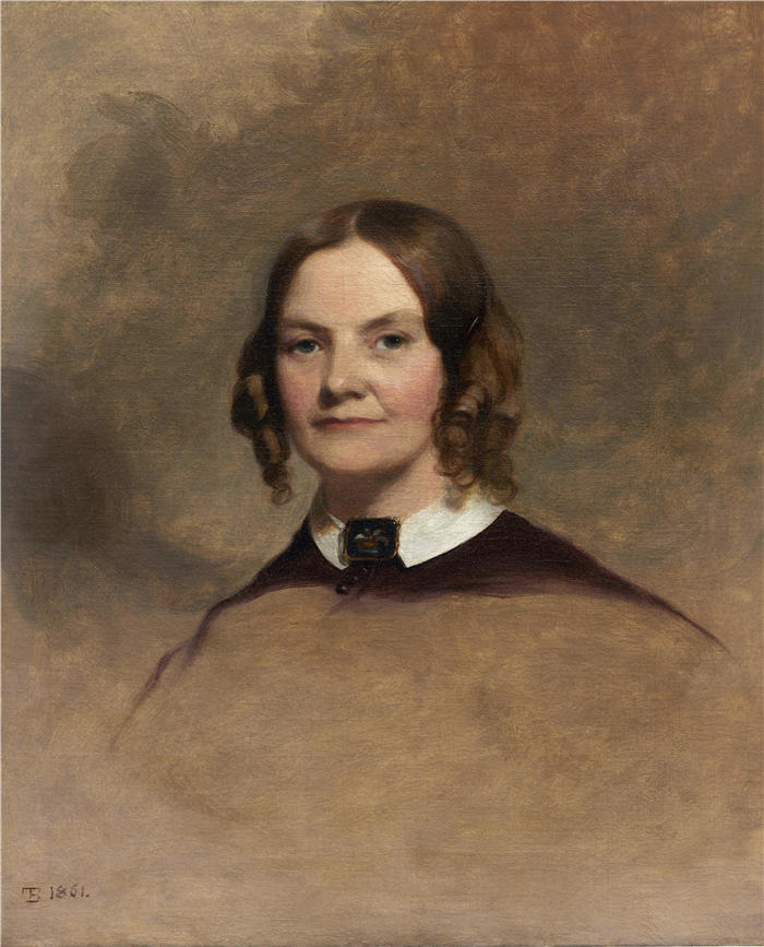 托马斯·萨利 (Thomas Sully，美国画家)高清作品-《乔治·H·克罗斯曼夫人的肖像（1861 年）》