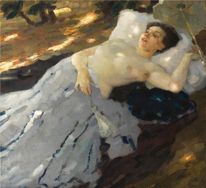利奥·普茨 (Leo Putz，德国画家)高清油画作品-《 仲夏 (1906)》