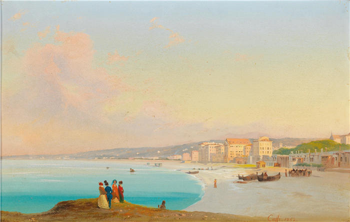 伊波利托·卡菲（Ippolito Caffi，意大利画家）高清油画作品-《尼斯 (1852)》