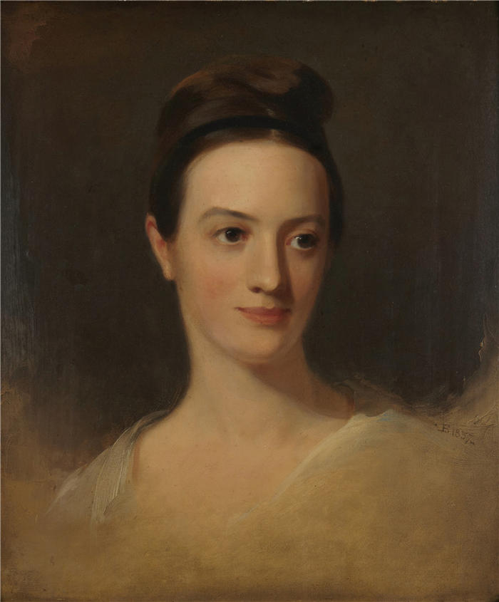 托马斯·萨利 (Thomas Sully，美国画家)高清作品-《威廉·奥尔斯顿夫人（1837 年）》
