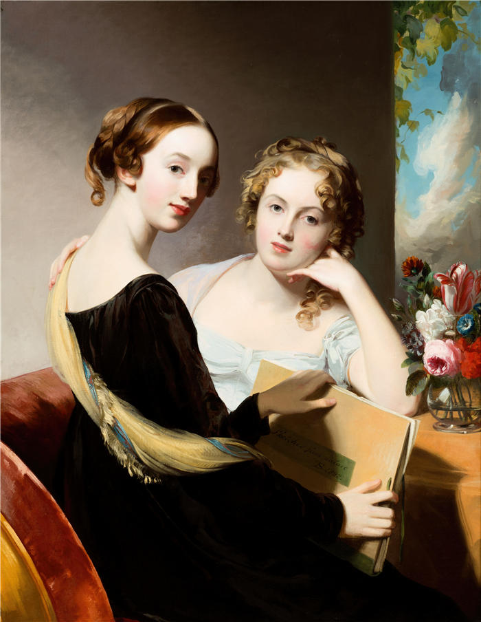托马斯·萨利 (Thomas Sully，美国画家)高清作品-《玛丽和艾米丽·麦克尤恩小姐的肖像（1823 年）》