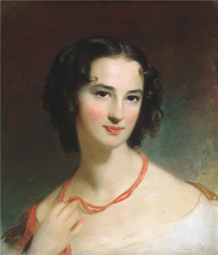 托马斯·萨利 (Thomas Sully，美国画家)高清作品-《小詹姆斯·蒙哥马利夫人（约 1845 年）》