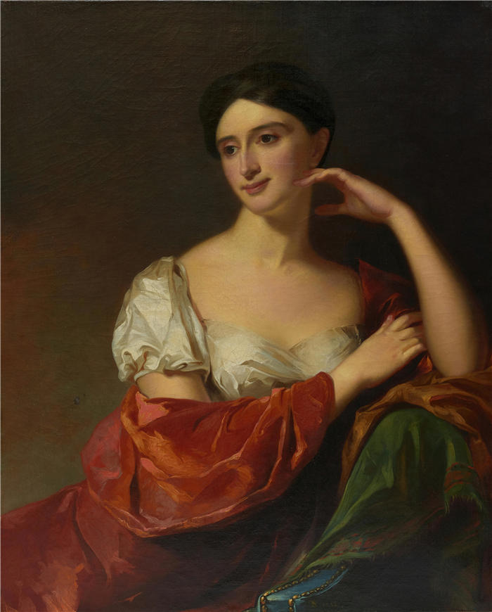 托马斯·萨利 (Thomas Sully，美国画家)高清作品-《约翰·雷德曼·考克斯夫人 (Sarah Cox) (1813)》